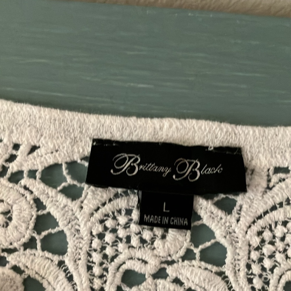 BRITTANY BLACK SZ LG BRIGHT WHITE SWIMSUIT COVERUP - Picture 6 of 8